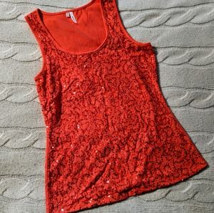 {maurices} coral sequin sparkle tank top